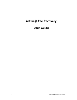 Active@ File Recovery User Guide