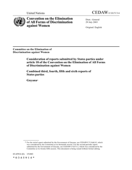 Convention on the Elimination of All Forms of Discrimination Against Women Combined Third, Fourth, Fifth and Sixth Reports of States Parties