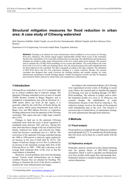 Structural Mitigation Measures for Flood Reduction in Urban Area: a Case Study of Ciliwung Watershed