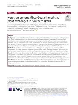 Notes on Current Mbyá-Guarani Medicinal Plant Exchanges In