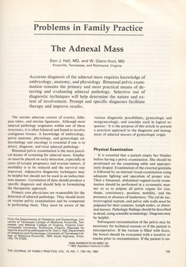 Problems in Family Practice the Adnexal Mass