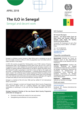 The ILO in Senegal Senegal and Decent Work
