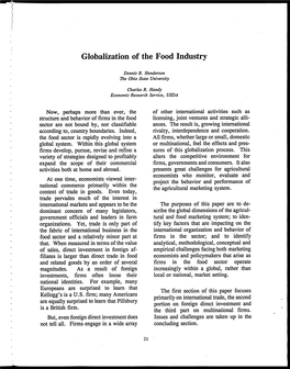 Globalization of the Food Industry