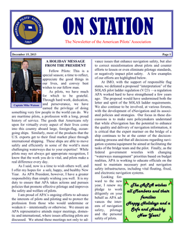 ON STATION the Newsletter of the American Pilots’ Association