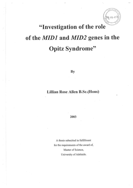 Of the MIDI and MID2 Genes in the Opitz Syndrome