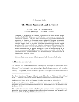 The Modal Account of Luck Revisited