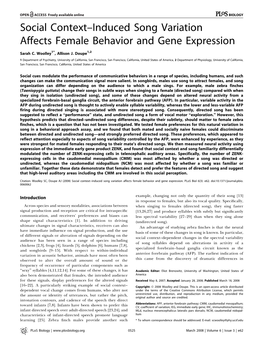 Social Context–Induced Song Variation Affects Female Behavior and Gene Expression