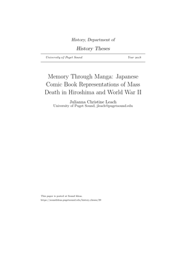 Memory Through Manga: Japanese Comic Book Representations of Mass Death in Hiroshima and World War II