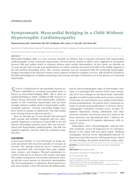 Symptomatic Myocardial Bridging in a Child Without Hypertrophic Cardiomyopathy