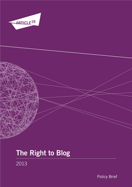 The Right to Blog 2013