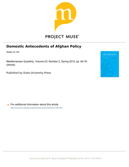 Domestic Antecedents of Afghan Policy 65