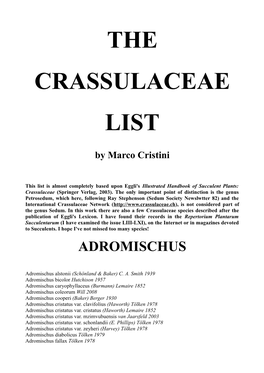 The Crassulaceae List