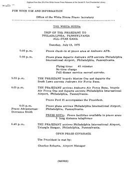 Gerald R. Ford Administration White House Press Releases