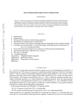 The Generalized Injectivity Conjecture Was Proved for Classical Groups SO(2N + 1), Sp(2N), and SO(2N) for P a Maximal Parabolic Subgroup, by Hanzer in [15]