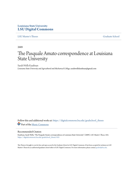 The Pasquale Amato Correspondence at Louisiana State University