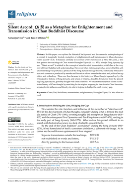 Silent Accord: Qi 契 As a Metaphor for Enlightenment and Transmission in Chan Buddhist Discourse