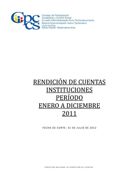 Rendición De Cuentas Instituciones Período Enero a Diciembre 2011