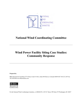 National Wind Coordinating Committee Wind Power Facility