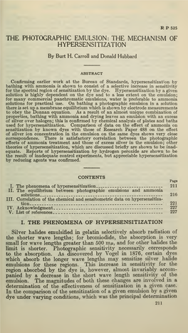 The Photographic Emulsion: the Mechanism of Hypersensitization