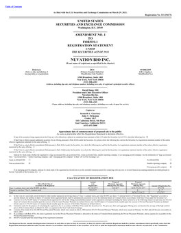 NUVATION BIO INC. (Exact Name of Registrant As Specified in Its Charter)