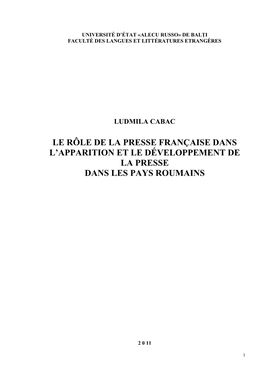 Le Rôle De La Presse Française Dans L'apparition