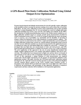 A GPS-Based Pitot-Static Calibration Method Using Global Output-Error Optimization