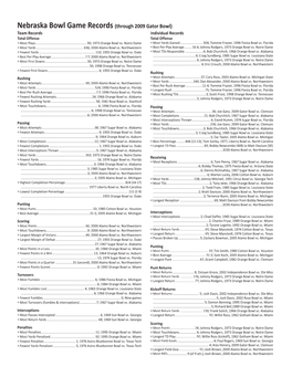 Nebraska Bowl Game Records (Through 2009 Gator Bowl)