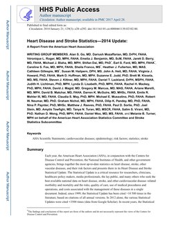 Heart Disease and Stroke Statistics—2014 Update: a Report from the American Heart Association