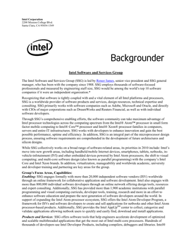 Backgrounder: Intel Software and Services Group