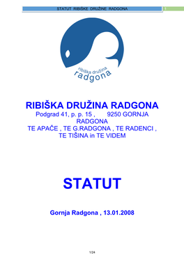 Statut Ribiške Družine Radgona 1