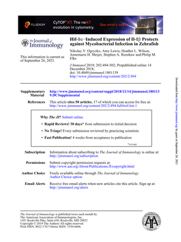 Hif-1Α–Induced Expression of Il-1Β Protects Against Mycobacterial