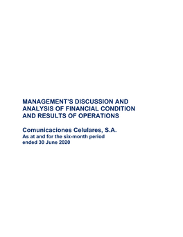 Tigo051619 MANAGEMENT’S DISCUSSION and ANALYSIS of FINANCIAL CONDITION and RESULTS of OPERATIONS