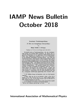 IAMP News Bulletin October 2018