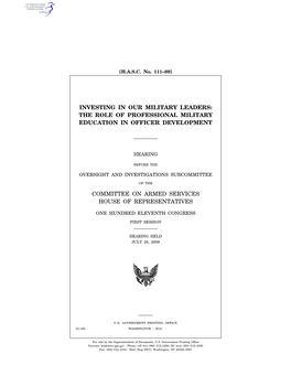 The Role of Professional Military Education in Officer Development