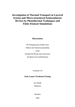 Investigation of Thermal Transport in Layered Sytems and Micro-Structured Semiconductor Devices by Photothermal Techniques and Finite Element Simulations