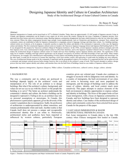 Designing Japanese Identity and Culture in Canadian Architecture Study of the Architectural Design of Asian Cultural Centres in Canada