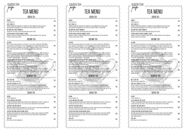 Tea Menu Tea Menu Tea Menu