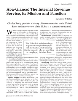The Internal Revenue Service, Its Mission and Function