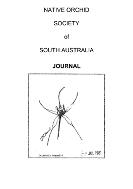 NATIVE ORCHID SOCIETY of SOUTH AUSTRALIA JOURNAL