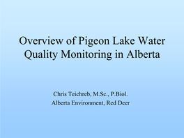 Overview of Pigeon Lake Water Quality Monitoring in Alberta