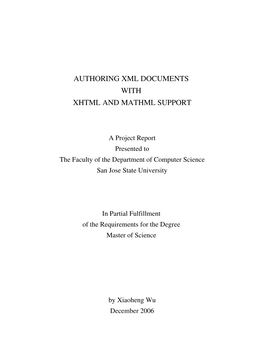 Authoring Xml Documents with Xhtml and Mathml Support