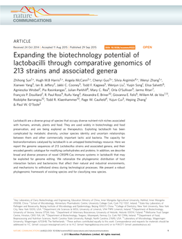 Expanding the Biotechnology Potential of Lactobacilli Through Comparative Genomics of 213 Strains and Associated Genera