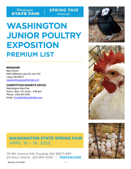 Washington Junior Poultry Exposition Premium List