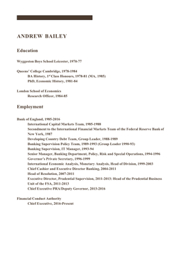 Andrew Bailey CV