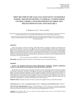 Hymenoptera, Cynipidae, Cynipini) from Central America with Description of Three New Species from Panama and Costa Rica