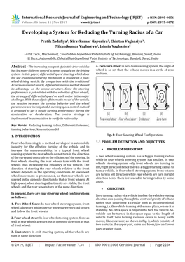 Developing a System for Reducing the Turning Radius of a Car