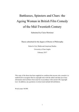 The Ageing Woman in British Film Comedy of the Mid-Twentieth Century