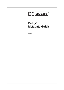 Dolby Metadata Guide