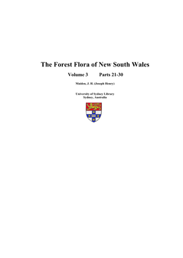 The Forest Flora of New South Wales Volume 3 Parts 21-30