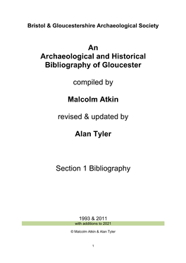An Archaeological and Historical Bibliography of Gloucester